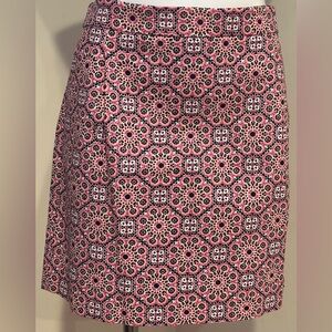 J.CREW Black White Pink Geometric Mini Skirt With Deep Pockets 100% Cotton Sz 10